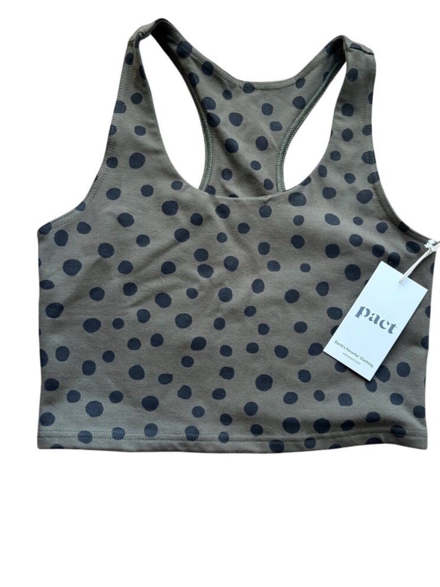 Pact Olive Green Polka Dot Bra Top- Read!